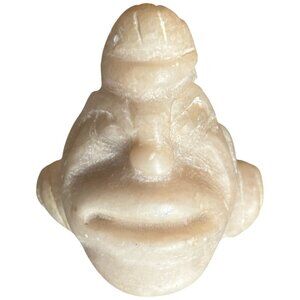 RARE! Natural Stone Calcite Hand-Carved Double-Sided Face Talisman 3.5" tall & w